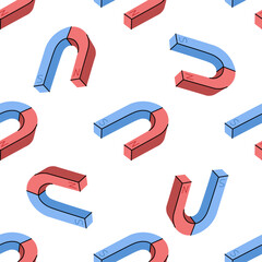 Vector flat school Illustration. Magnet seamless pattern. Back to School. The science, physics.