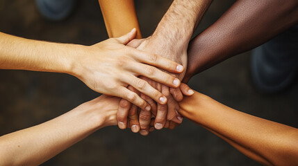 Fototapeta premium Diverse hands coming together in unity and support