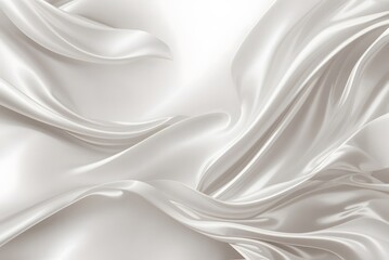 Beautiful smooth elegant wavy white satin silk luxury cloth fabric texture, abstract background design. Copy space. Wedding, engagement concept.
