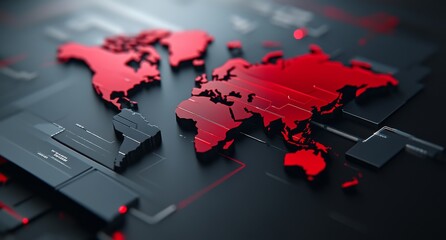 Global Map with Cyber Security Danger Symbols and Digital Connections