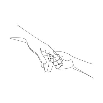 Baby and Parents Hand Continuous Line Drawing