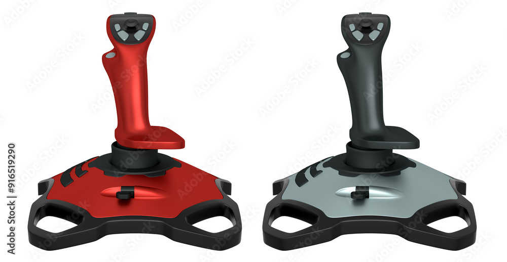 Poster joystick controllers for flight simulator offer incredibly immersive gaming experiences isolated on 