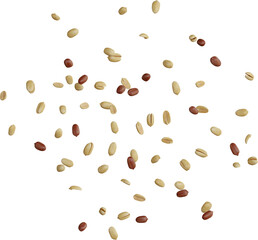 falling peeled peanuts