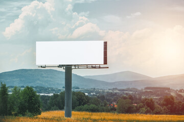 Blank advertisement board with nature background