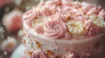 Delicate Pink Cake with Whimsical Frosting