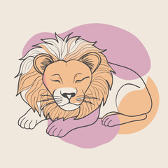 illustration of a sleeping african lion