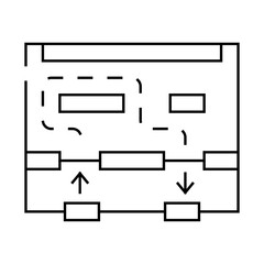 store movement map line icon vector. store movement map sign. isolated contour symbol black illustration