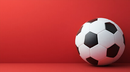 Soccer Ball Mockup on Red Background - Perfect for Sports or Game Designs