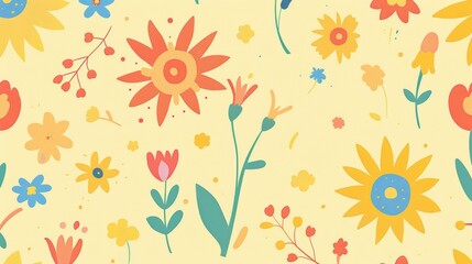 Pastel Yellow Backdrop with Happy Flower