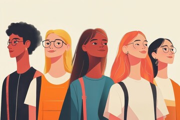 Modern Democracy Education: Youth Learning Democratic Values Minimalist Illustration