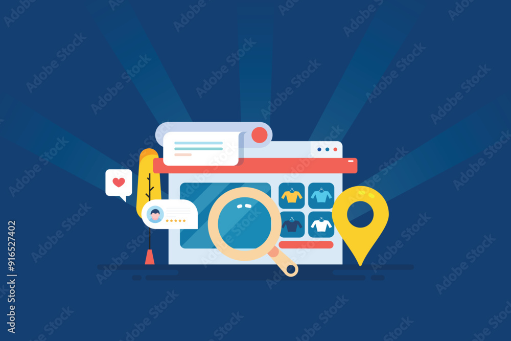 Poster business website optimization, search engine ranking and map direction with customer review e-busine