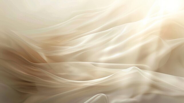 A serene image of smooth, flowing silk fabric in creamy beige tones, forming soft waves and folds, ideal for elegant and minimalist designs.