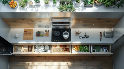 Fototapeta premium A Drawers filled with lots of vegetables and spices