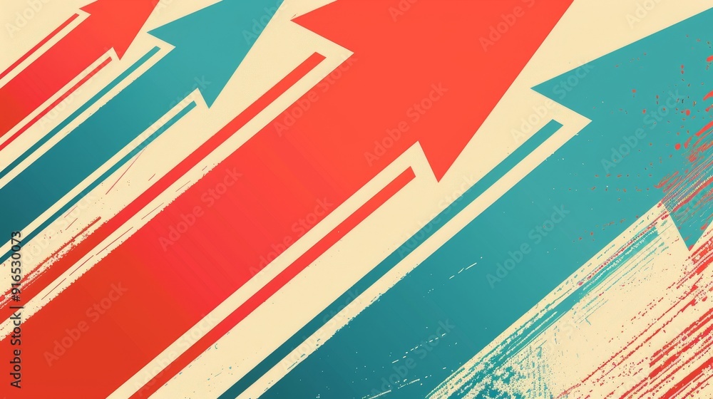Poster a visually appealing abstract image featuring dynamic red and blue arrows symbolizing growth, progre