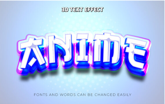 Anime headline 3d editable text effect style
