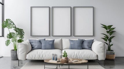 blank frame mockup, Scandinavian Playroom interior with table