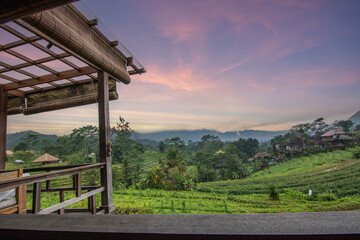 The Güne side of Bali, Güne rice terraces in the original Bali. Rice cultivation surrounded by tropical nature. Landscape shot in Siedemen, Karangasem, Bali, Indonesia