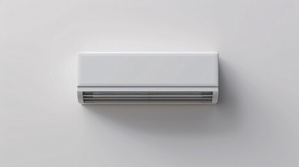 3D visualization. Wall-mounted AC unit on plain background as a standalone object.