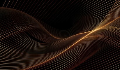 Naklejka premium a close up of a black background with a gold wave, glowing lines, intricate illuminated lines, golden curve composition, illuminated glowing lines, 4k vertical wallpaper