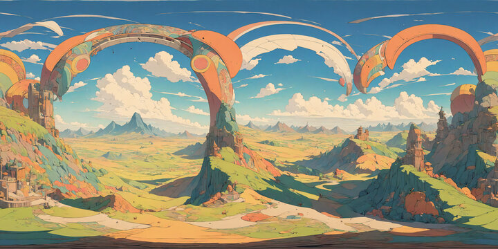 HDRI Anime and Cartoon Equirectangular Landscape Panorama Z6