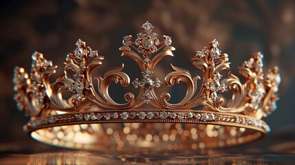 A regal 3D rendering of a majestic golden crown.