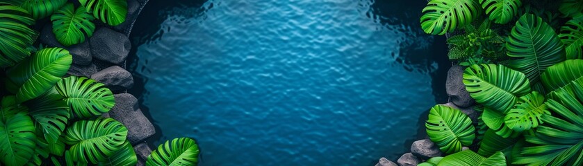 Fototapeta premium Overhead perspective of a calm, quiet garden with tranquil water features and lush greenery 8K , high-resolution, ultra HD,up32K HD