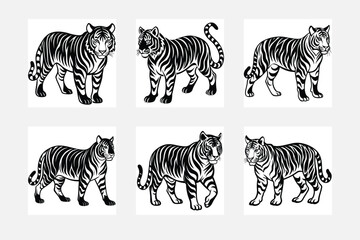 White background Tiger silhouette artwork minimal style
