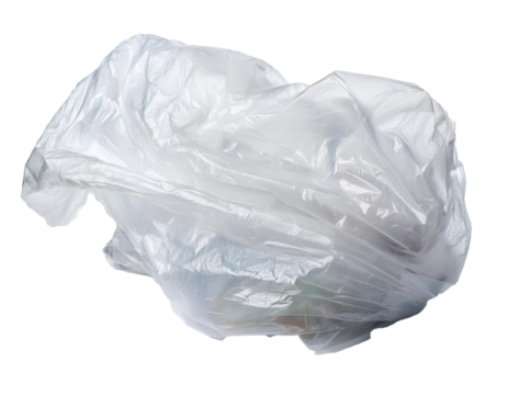 zerknitterte Plastikfolie, isoliert auf weißen Hintergrund, Freisteller, Transparent