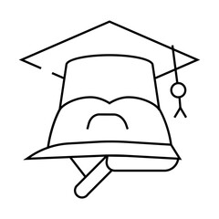 helmet and graduation cap line icon vector. helmet and graduation cap sign. isolated contour symbol black illustration