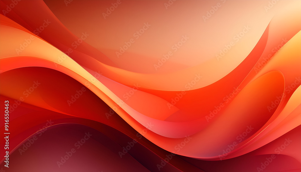 Poster abstract red and orange waves flowing together in a smooth gradient pattern