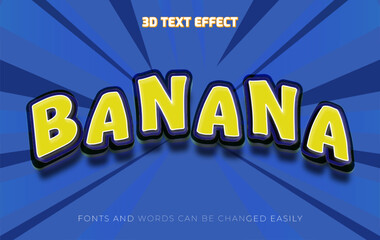 Banana blue 3d editable text effect style