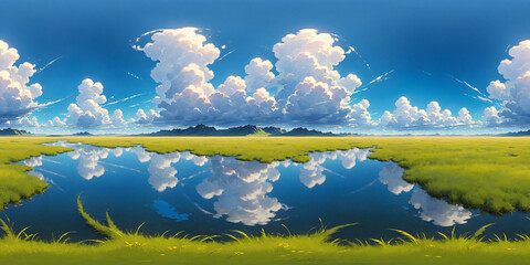 HDRI Anime and Cartoon Equirectangular Landscape Panorama Z17