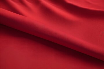 Embossed fabric, pleated. Red material textile.
