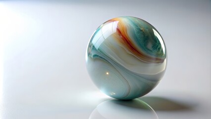 Smooth, shiny marble ball on a white background, marble, round, sphere, glossy, stone, smooth, shiny, decoration