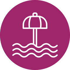 Beach Umbrella Vector Line White Circles Multicolors