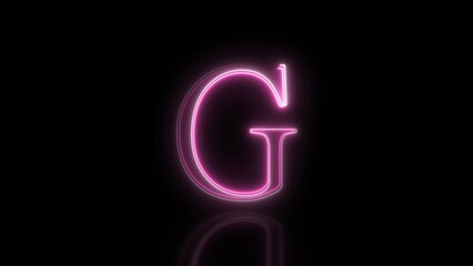 Glowing Neon Light Letter Symbol  illustration on Black Background.