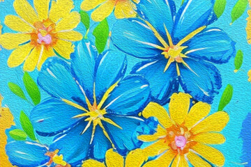 Fototapeta premium Oil painting . Artistic brush strokes. Botanical pattern for printing on wall decorations. Generated by Ai