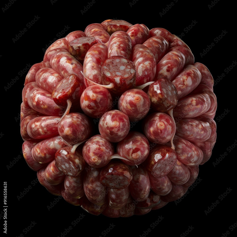 Aufkleber ai-generated image of a spherical object made of sausages. the image highlights the creative use of 