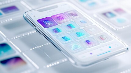 Modern smartphone with vibrant app icons displayed on a sleek background, illustrating advanced technology and user interface design.