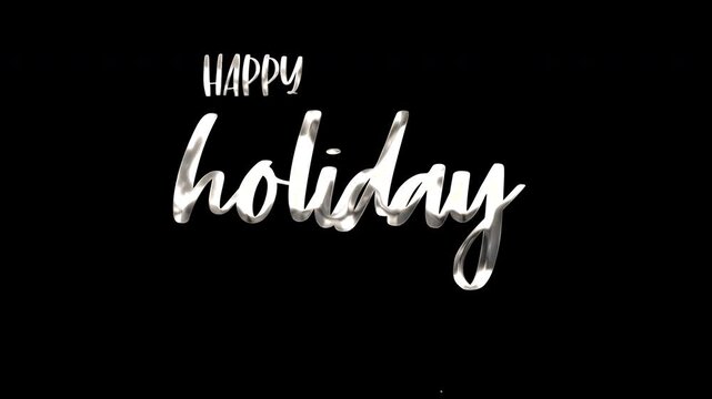 Silver text on black background reads Happy Holiday with silver dots, perfect for festive greetings across social media, websites, or print materials.
