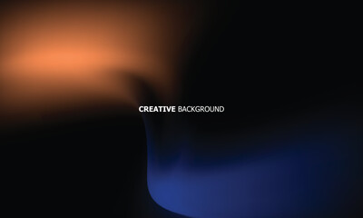 waves smooth gradient color orange blue on black abstract background design