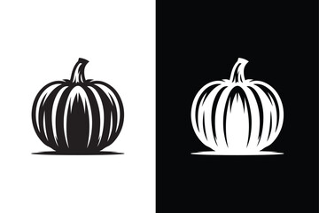 Pumpkin Icon silhouette on Black and White Background. Pumpkin Icon Flat Graphic Design