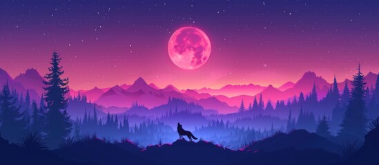 Wolf Howling Under the Pink Moon