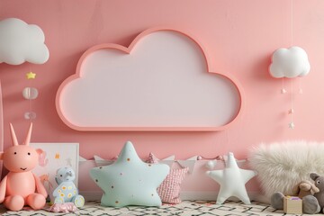 Playful Cloud-Shaped Frame in Whimsical Child's Bedroom Decor