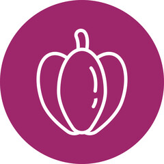 Bell Pepper Vector Line White Circles Multicolors