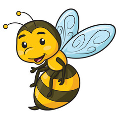 Illustration of a cute smiling cartoon bee.
