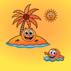 Cheerful smiley face on orange background