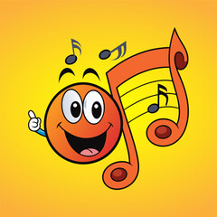 Cheerful smiley face on orange background