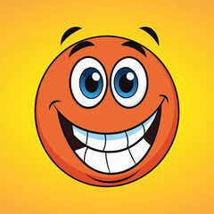 Cheerful smiley face on orange background