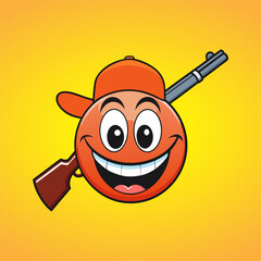 Cheerful smiley face on orange background